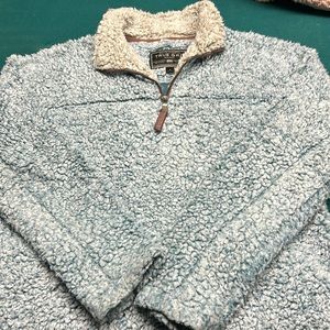 True Grit Sherpa Frosty Tipped Pullover 1/4 Zip Sweater mens size medium